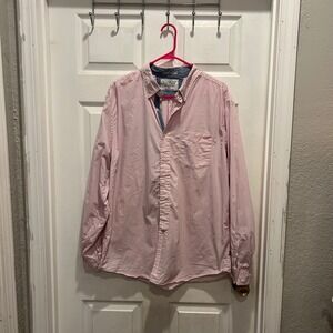 Vintage Nautica Mens Pink Long Sleeve Button Down Shirt Classic Fit XL Logo